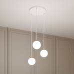 Royal pendant light, 3-bulb, opal white/white, glass, E14