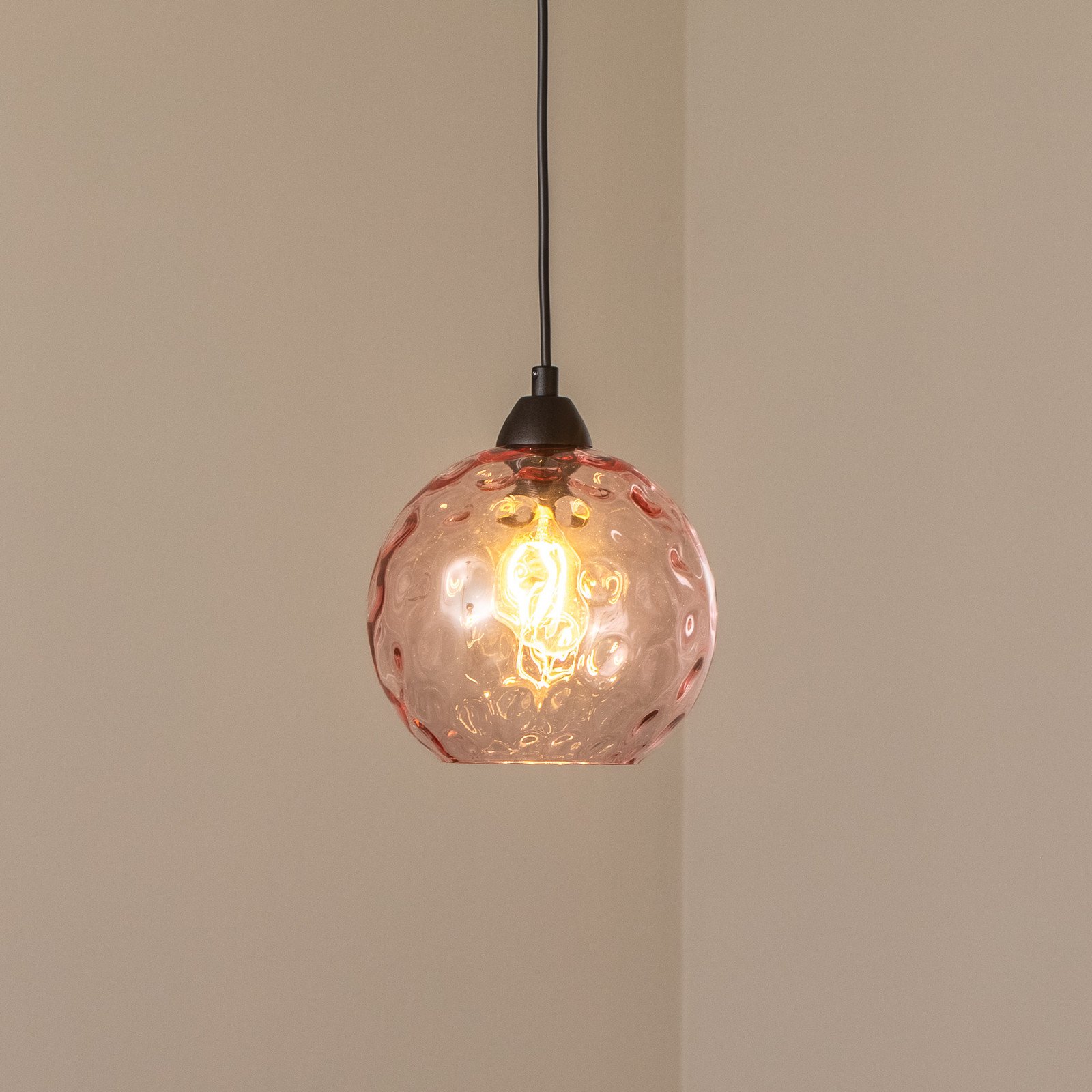 Opviq Lampa suspendată Benek roz sticlă Ø 20 cm E27 - Camera de zi / sufragerie - Viața tânără