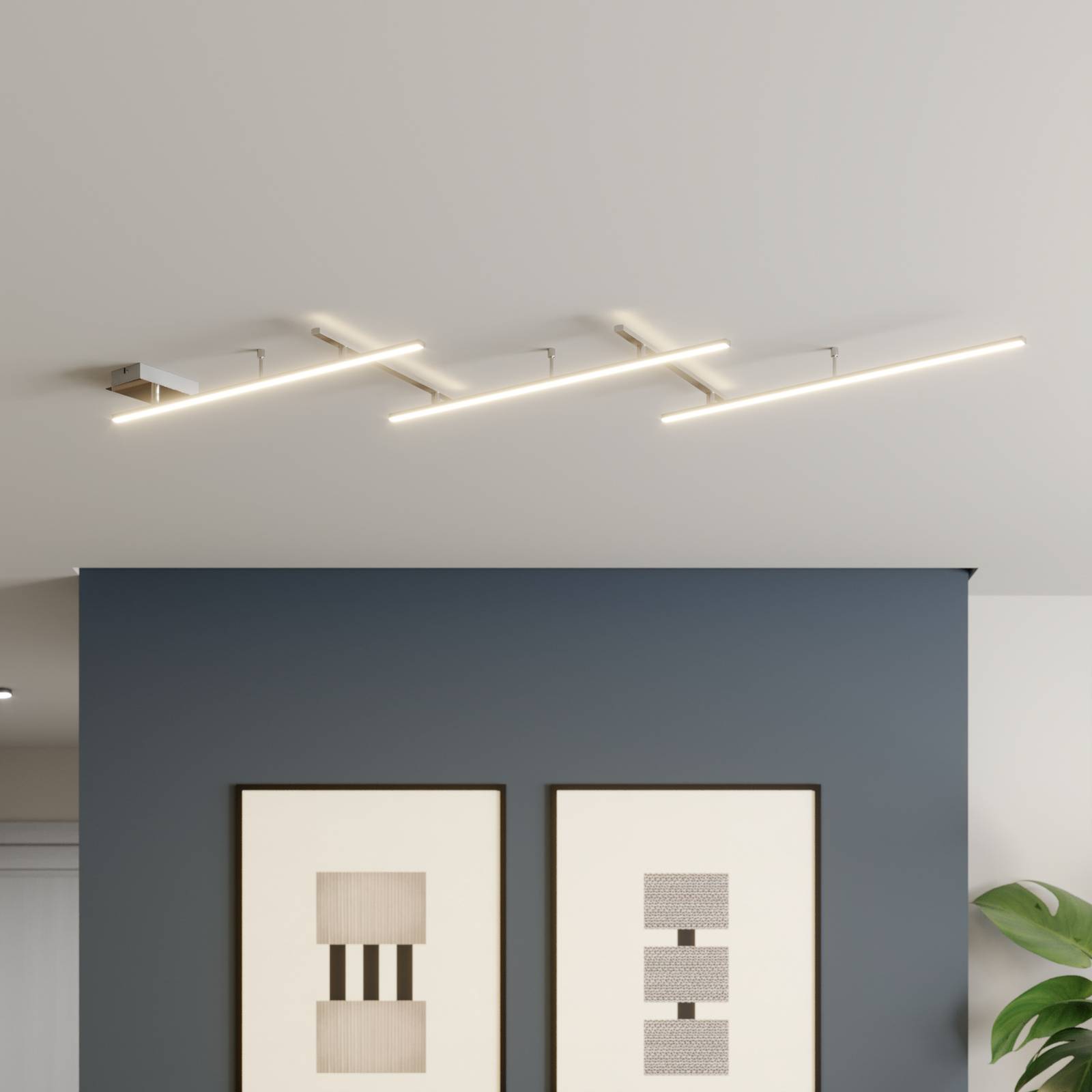 Trio Lighting Indira svängbar LED-taklampa nickel dimmer