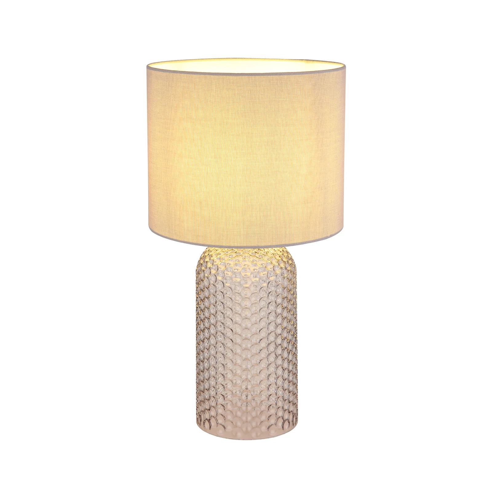 Stolní lampa Sofia, šedá, výška 50 cm, látka/sklo