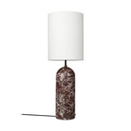 Gubi Gulvlampe Gravity XL High, rød marmor, hvidt stof