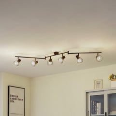 Lindby plafoniera Piena, nera, a 6 luci, metallo, 150 cm