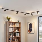 Σύστημα ράγας Lindby Linaro Ø7cm, 5 φτερά, LED, μαύρο, CCT