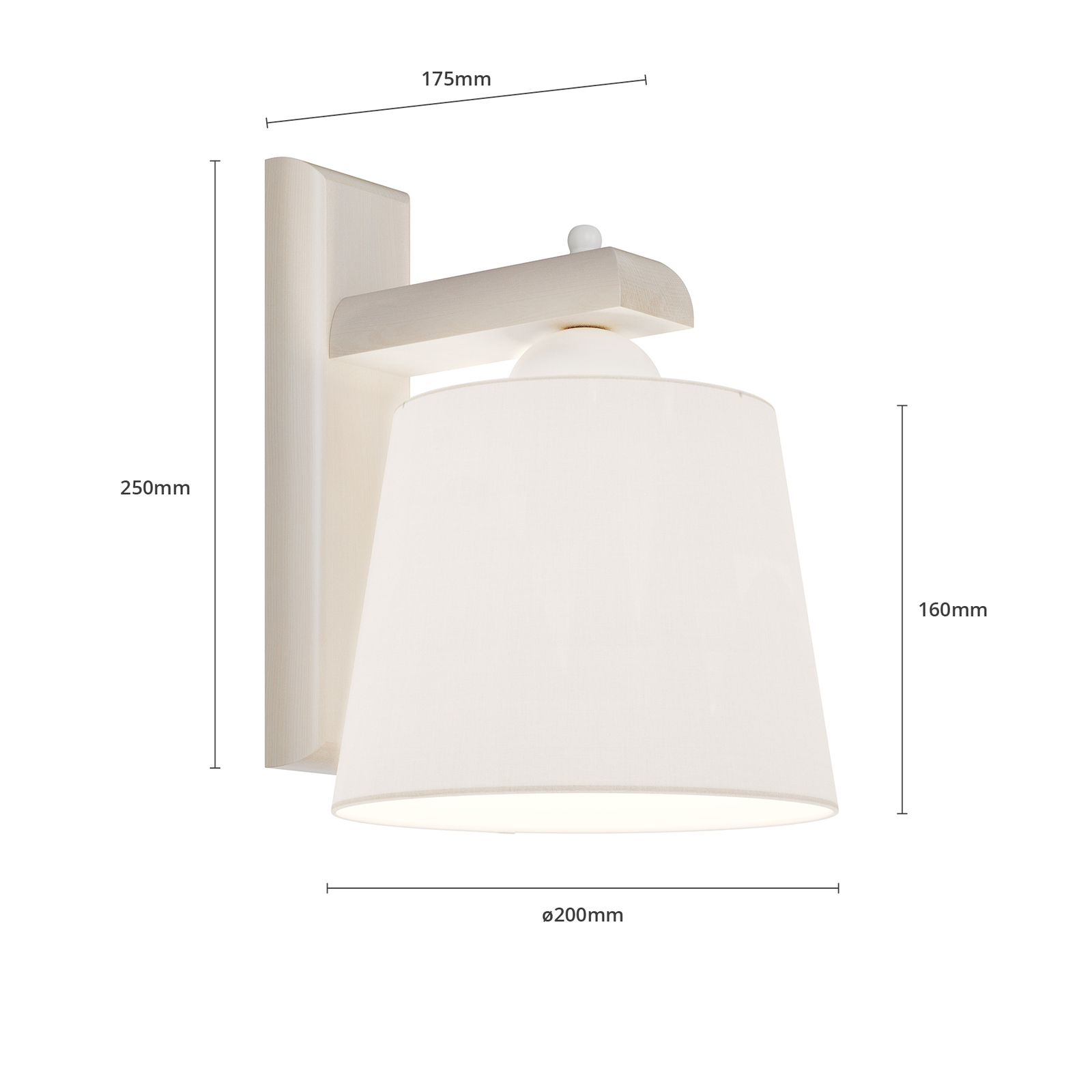 Sweden wall light with wooden frame, antique white