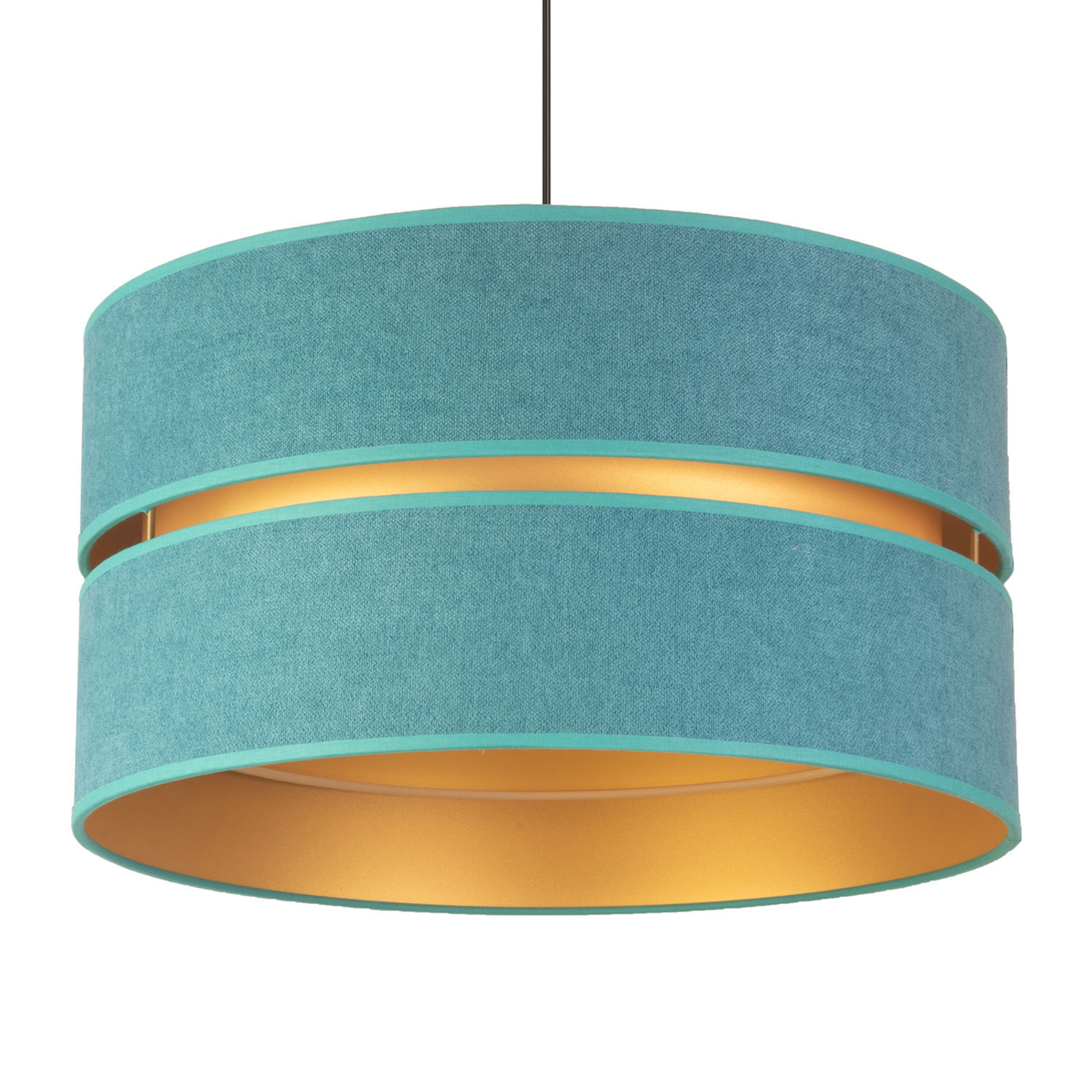 Golden Duo hanglamp, turquoise/goud, Ø40cm, 1-lamp