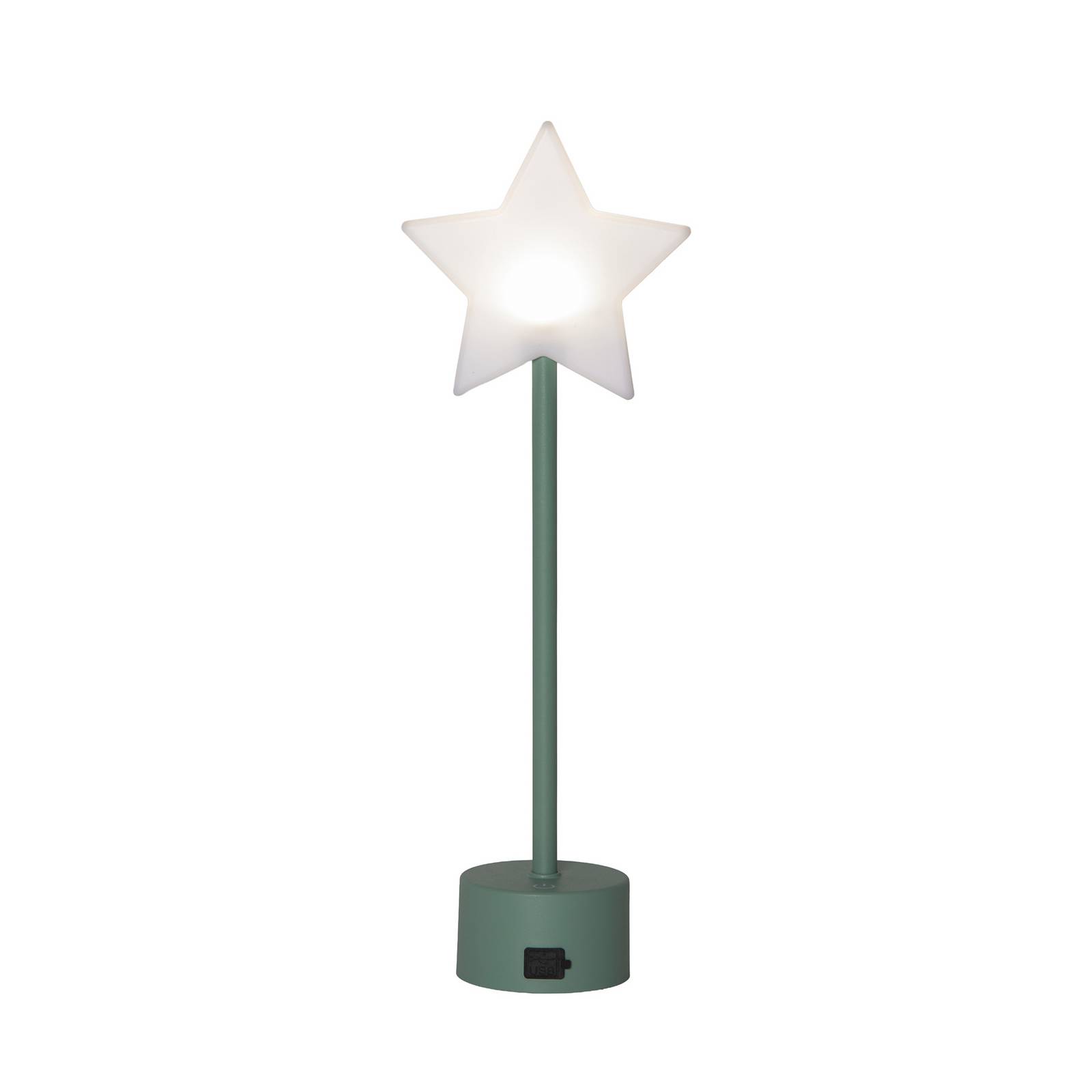 LED-Akku-Tischleuchte Blizz, grün, 40 cm, Sternform, dimmbar