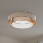 LED ceiling lamp Luneta, velvet beige/gold, Ø 60 cm, 3-step dimmable