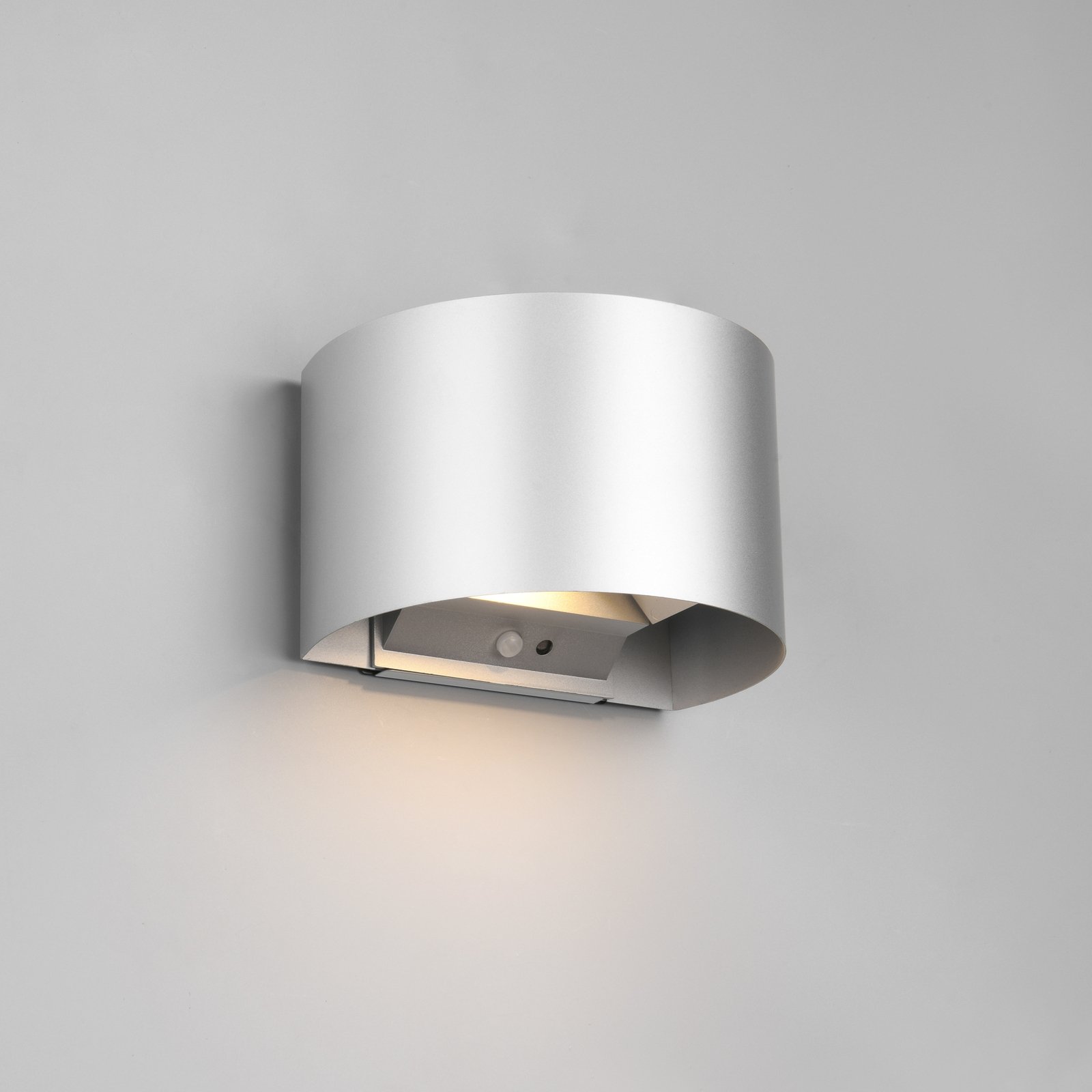 LED outdoor wall lamp Talent, titanium-coloured, width 16 cm