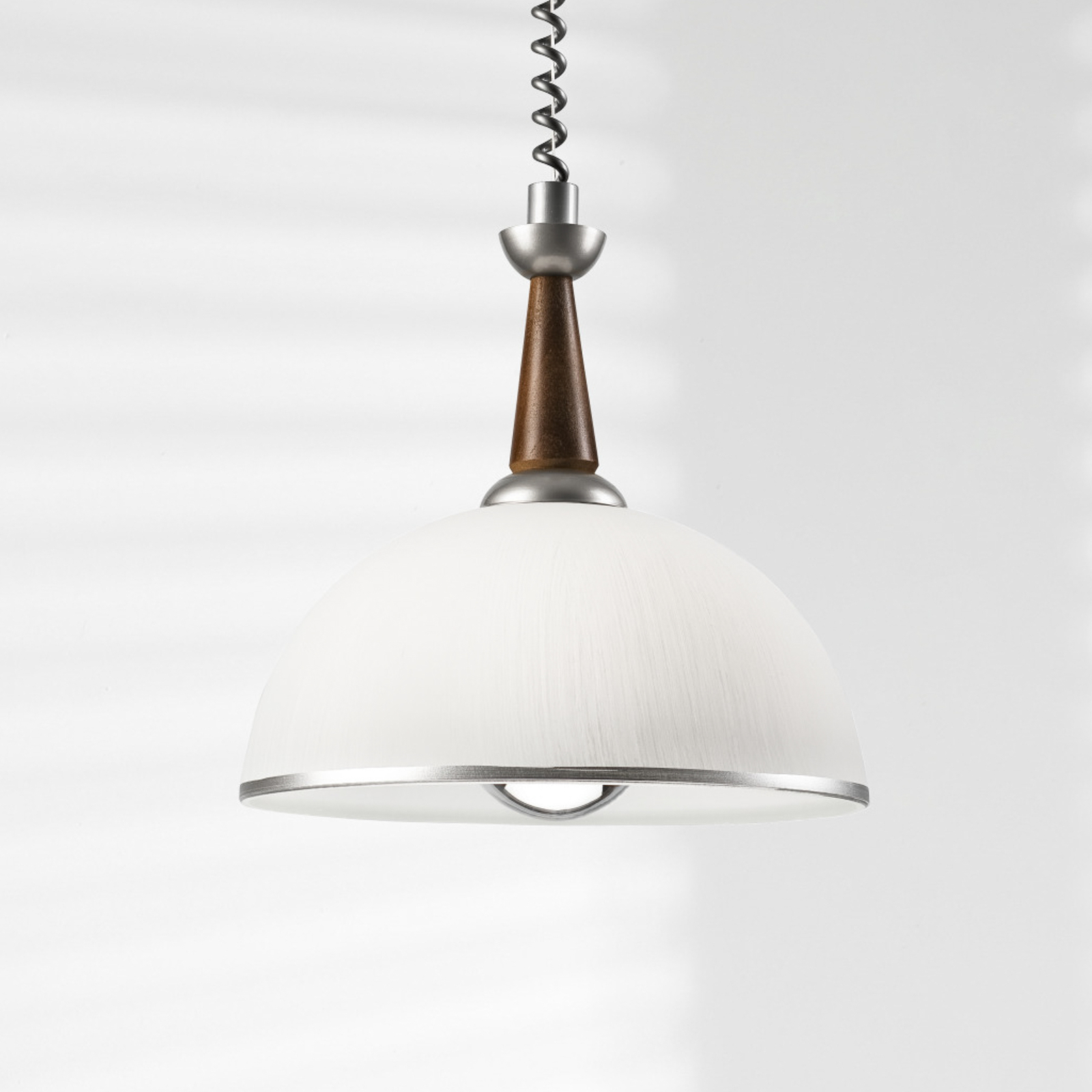 Ilsa pendant light, white/silver, Ø 30 cm, height-adjustable