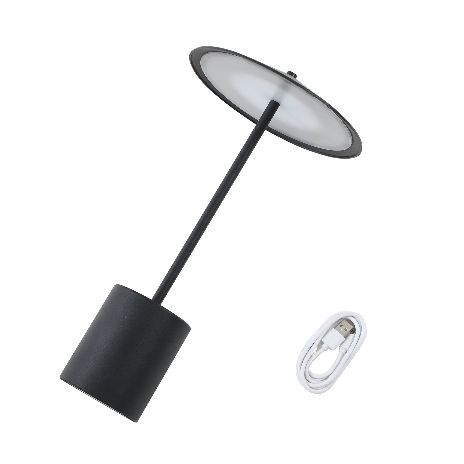 Lindby LED oplaadbare tafellamp Ayva, zwart, aluminium, IP44