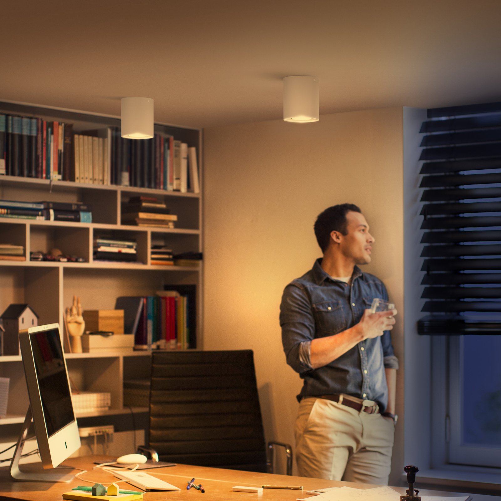 Philips Hue Pillar Downlight LED, interrupteur à variateur, blanc