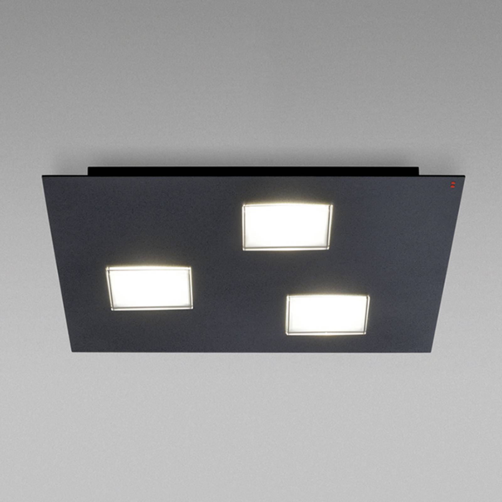 Zwarte LED plafondlamp Quarter, met 3 lampjes
