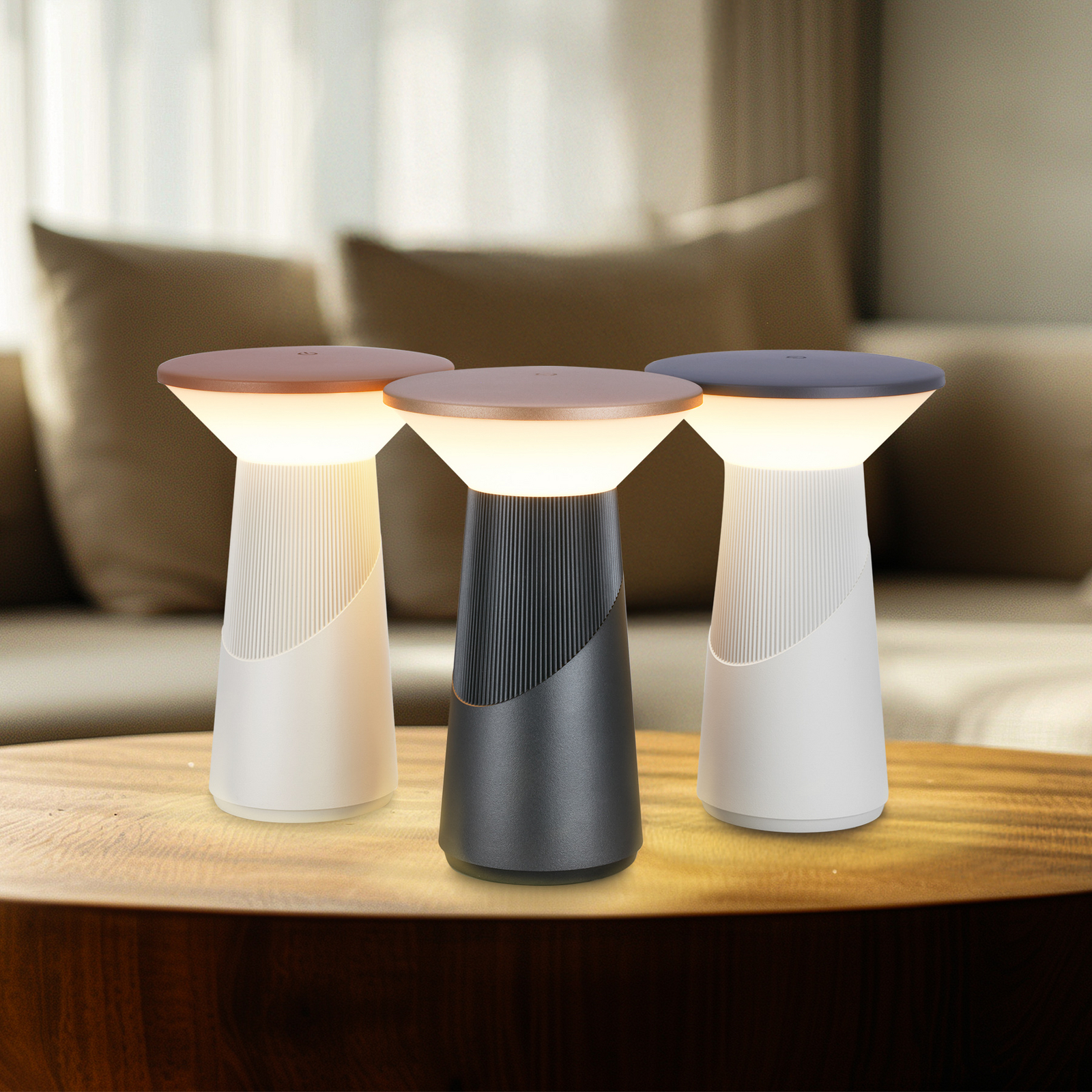 LED tafellamp Pilia, brons/antraciet, hoogte 24 cm IP44