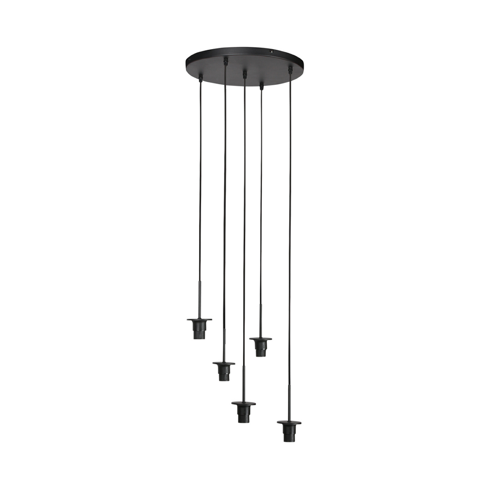 Suspension Ropex 4525, à 5 lampes, ronde, noire, câble marron