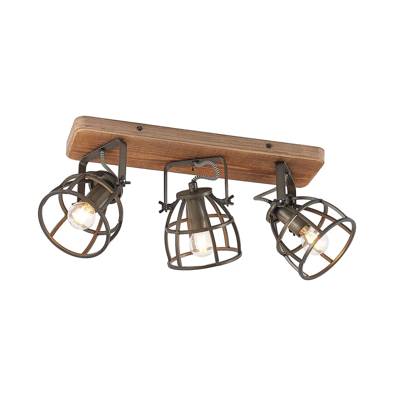 Lindby – Rutger 3 Deckenleuchte Wood/Black