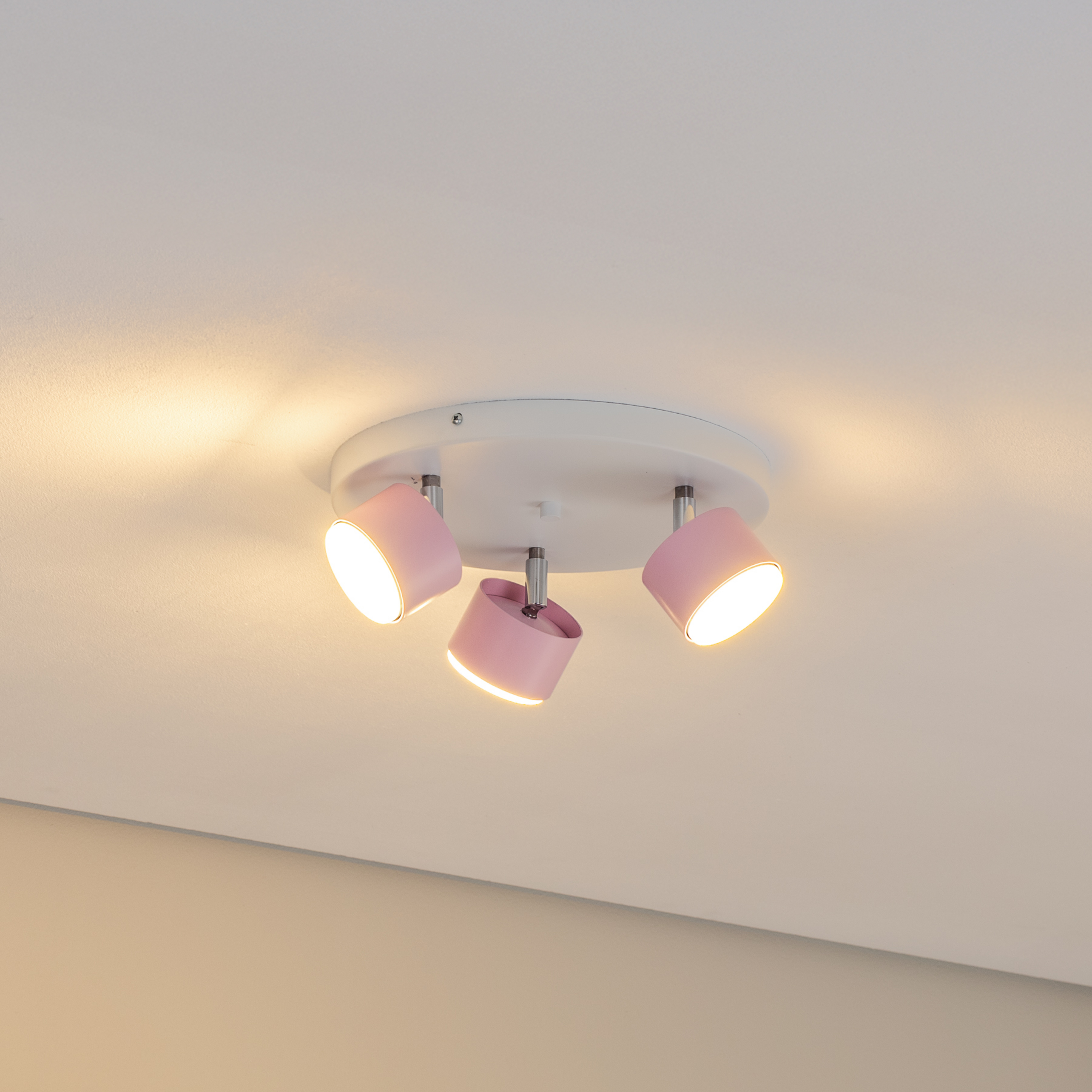 Spot pour plafond Cloudy à 3 lampes rond rose