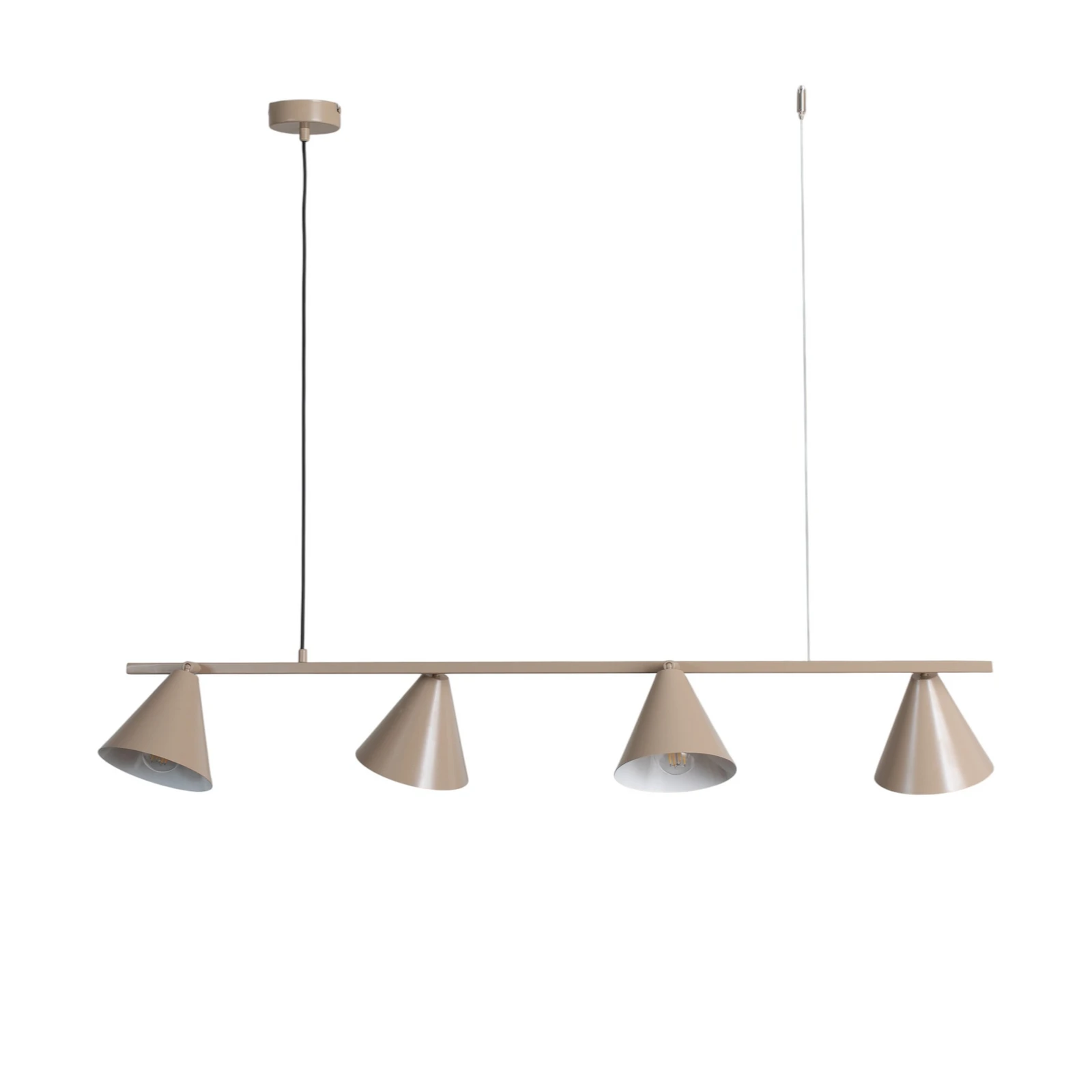 Hängeleuchte Form 4, beige, Metall, 4-flammig, Kegel, E27