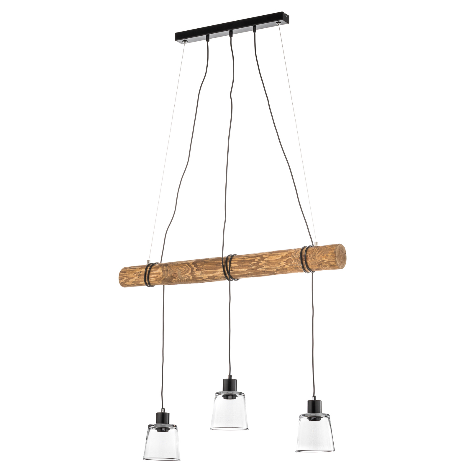 Karrl hanging light, 3-bulb, clear/brown