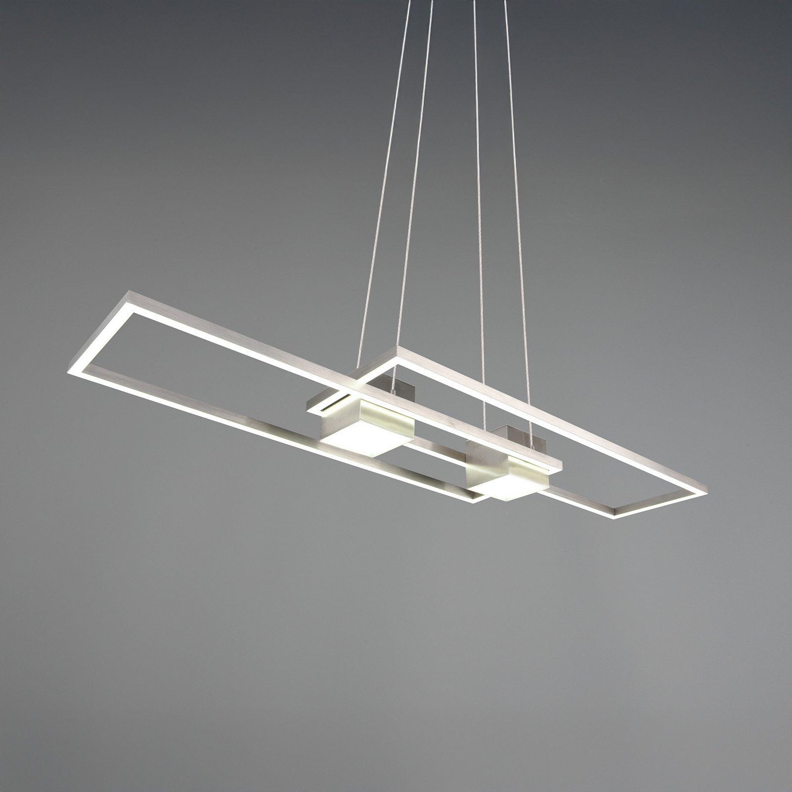 Suspension LED Albany, nickel, 100 x 28 cm, aluminium, CCT dimmable