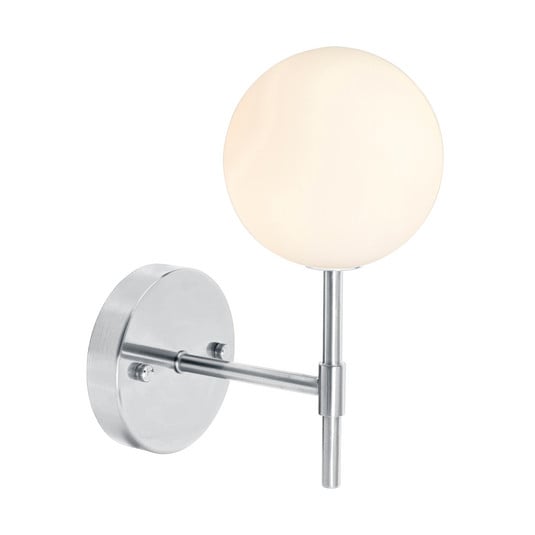 PR Home Wandleuchte Sigma S, chrom/opal, 1-flg. 25 cm Glas