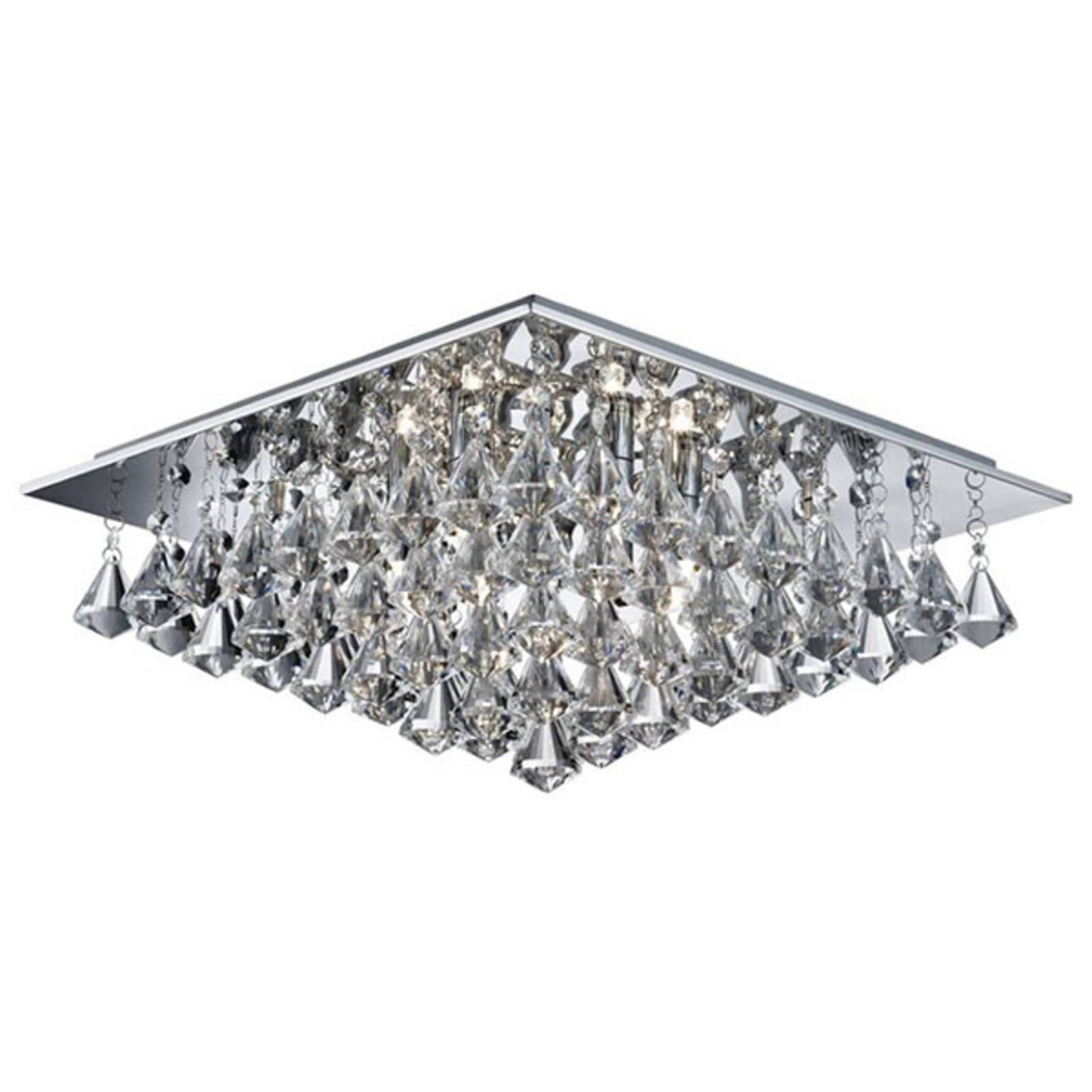 Hanna - 6 Light Square Ceiling Semi Flush Light Chrom mit Pyramidenkristallen G9 - Searchlight