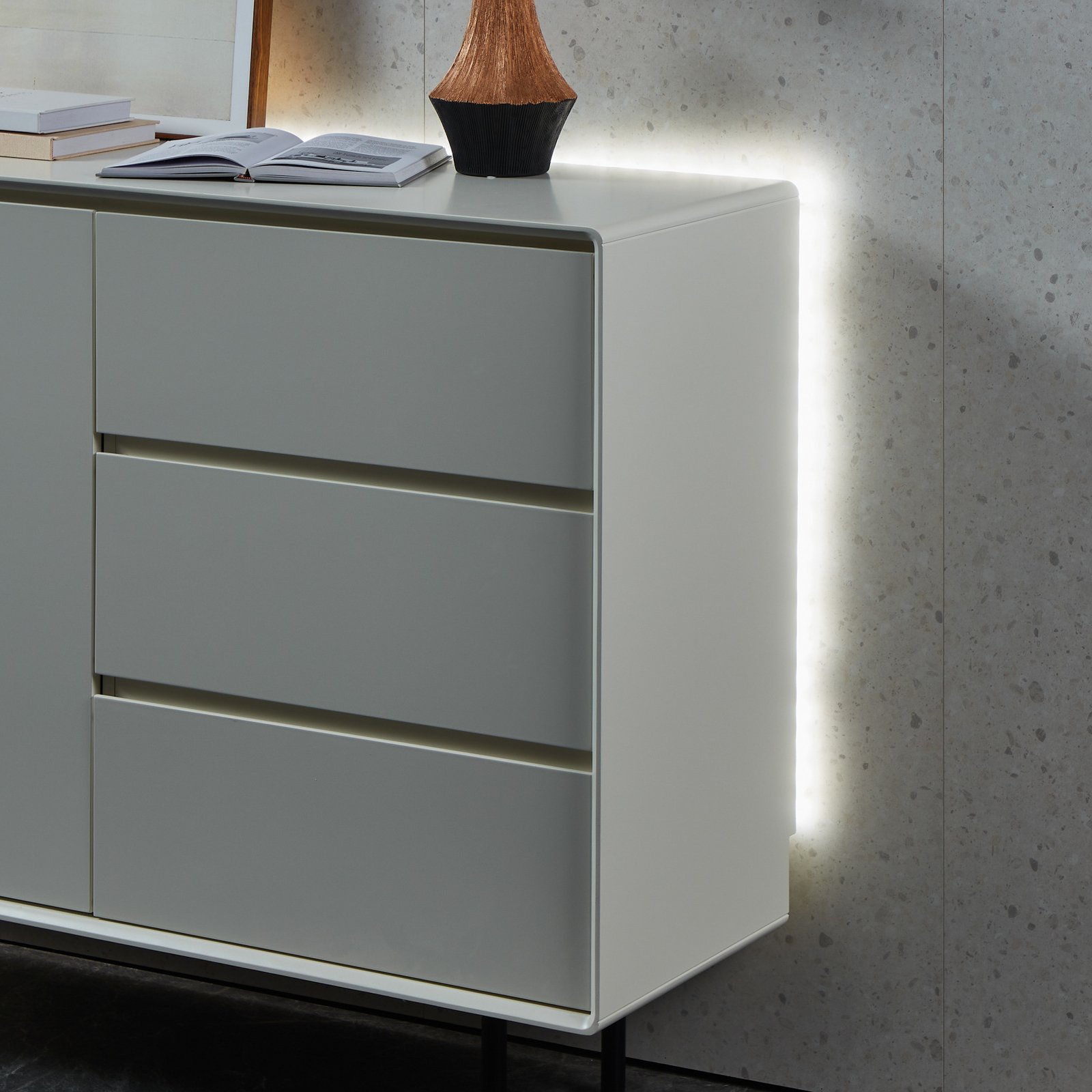 Lampa wisząca Oilella, czarno-szara, długość 95 cm, szkło, 3-punktowa.