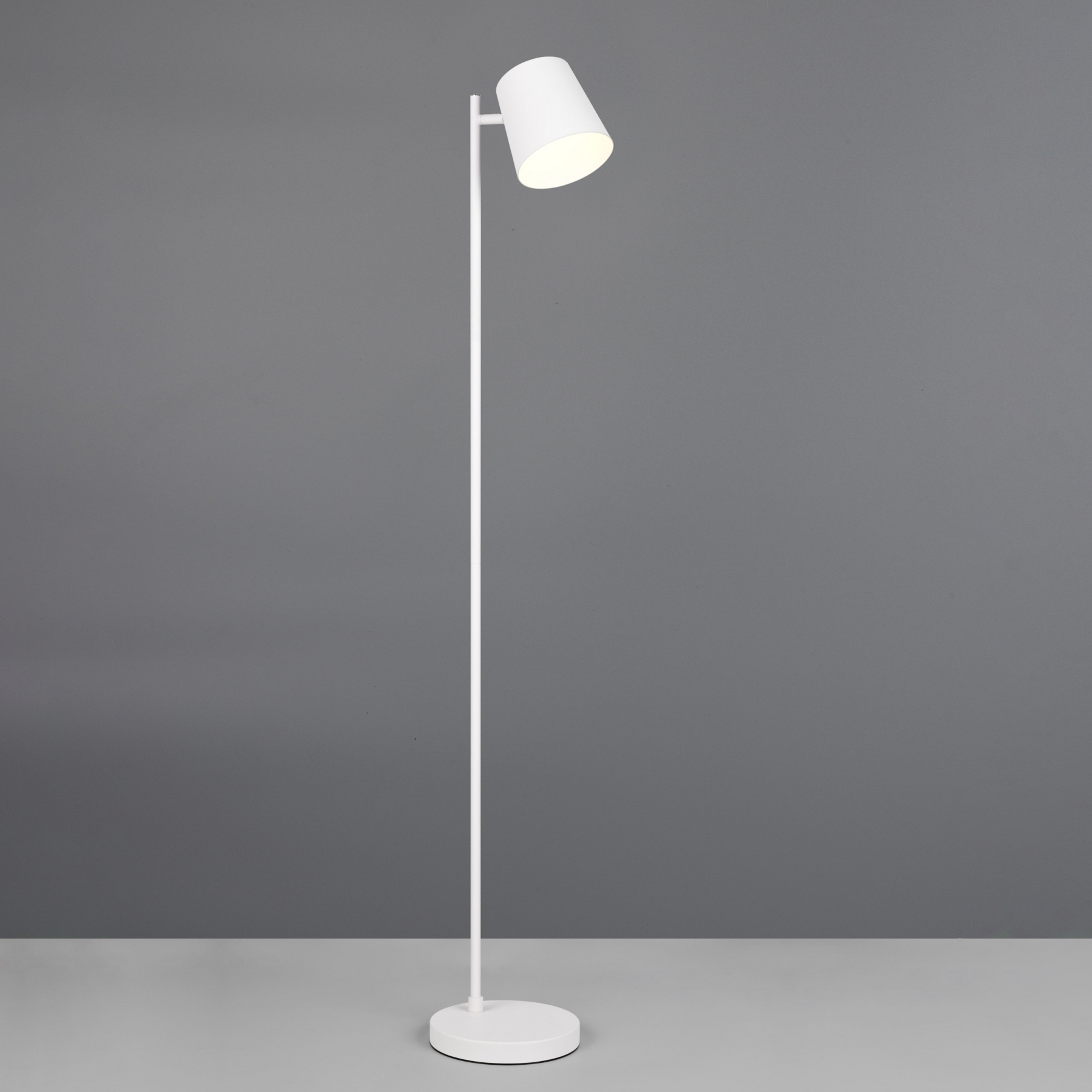 LED-akku-lattiavalaisin Blake, valkoinen matta, metalli, himmennettävä