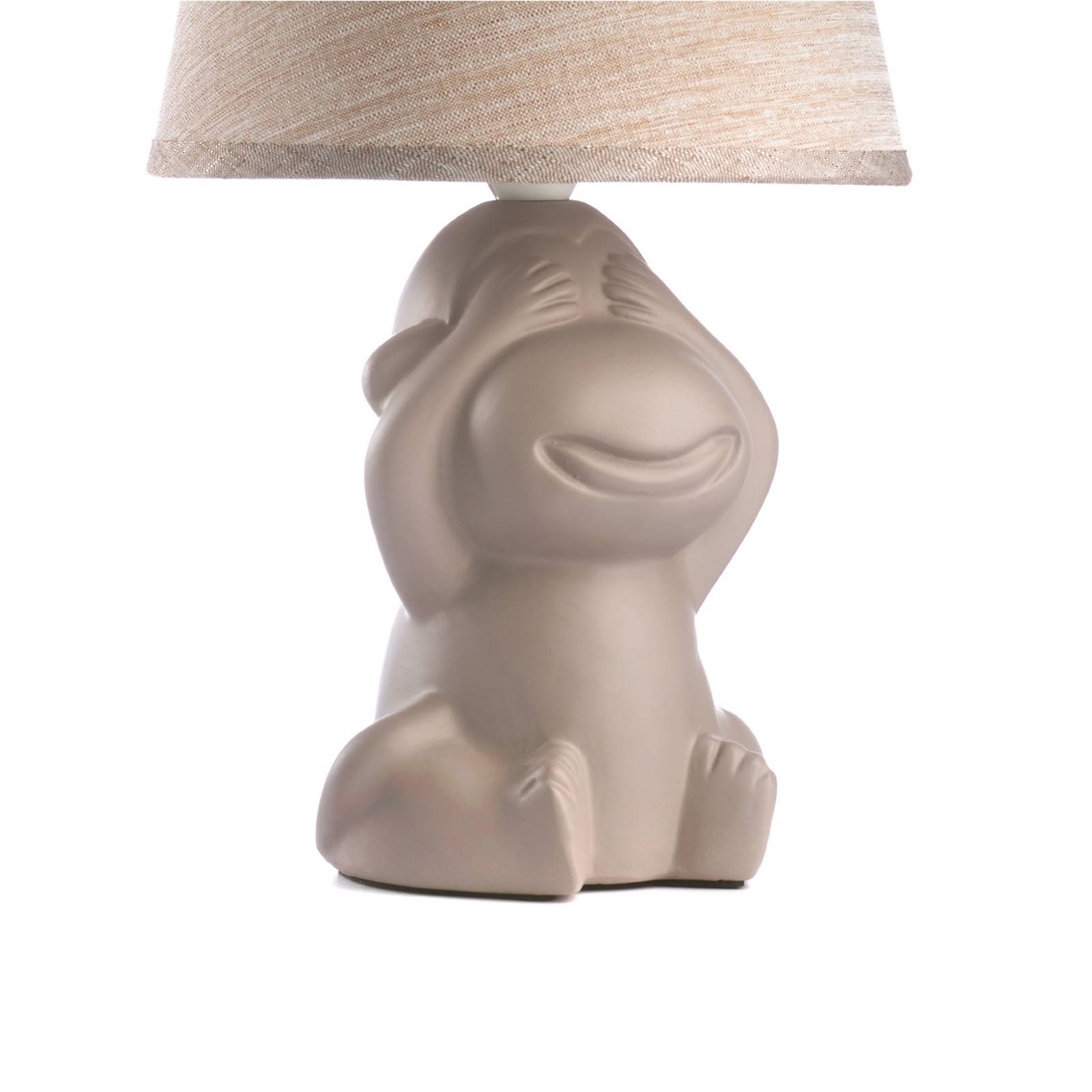 Lampa stołowa Monkey, brązowa, ceramiczna, tekstylna