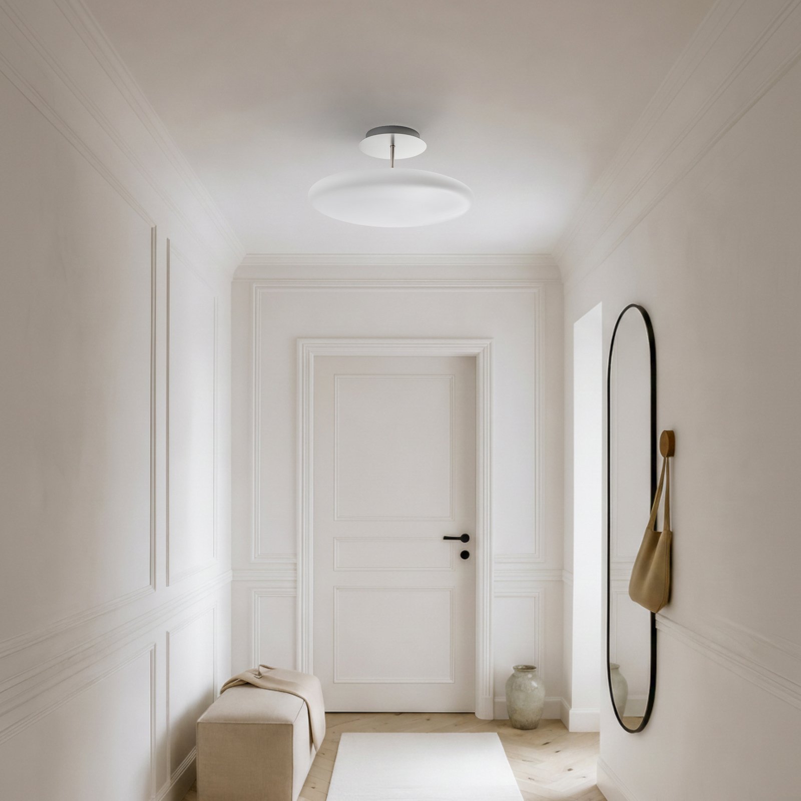 Lindby LED-taklampe Gunda, hvit, glass, Ø 48 cm, dimbar Lindby LED-taklampe Gunda, hvit, glass, Ø 48 cm, dimbar