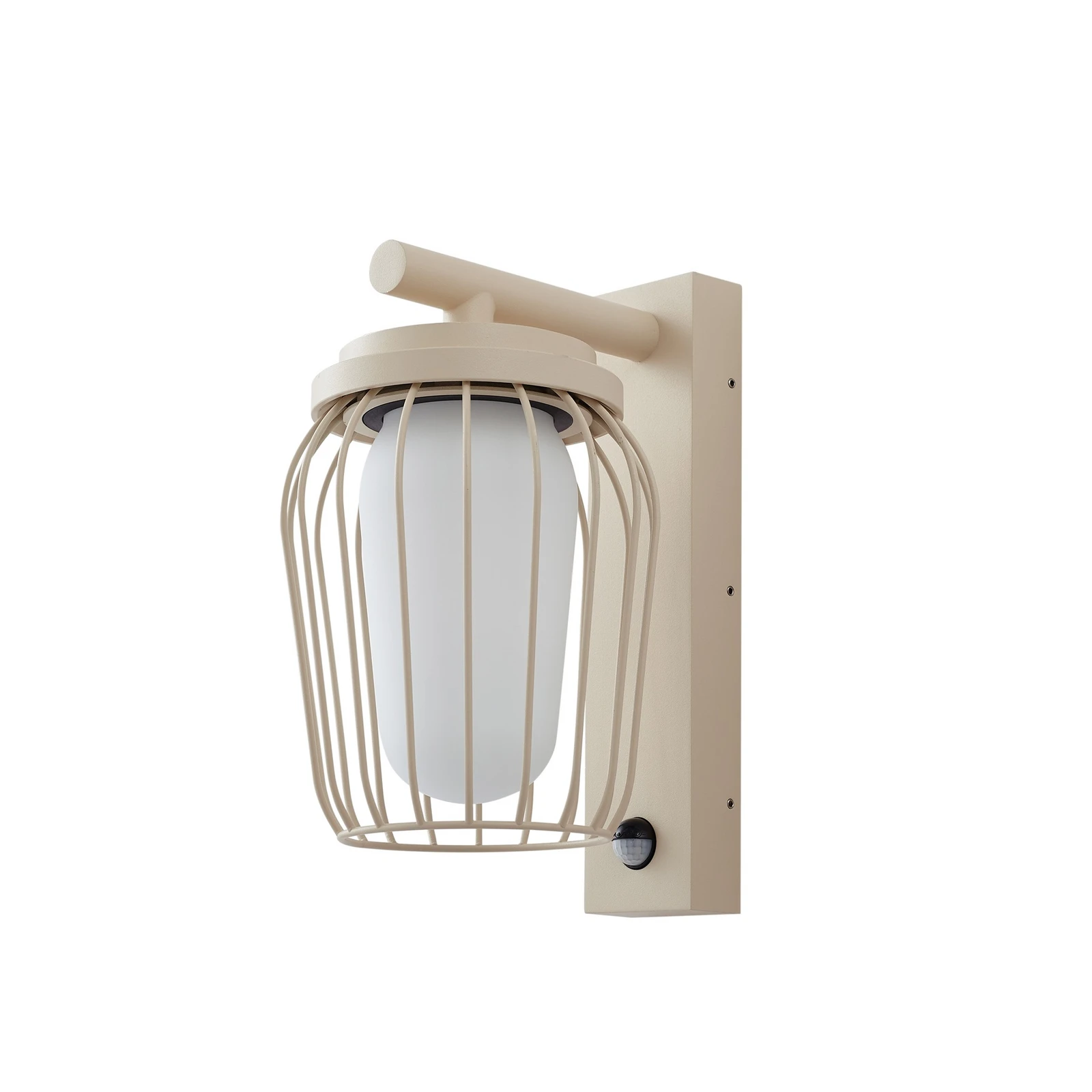 Lucande Außenwandleuchte Chandan, 30cm, beige, Sensor, IP44