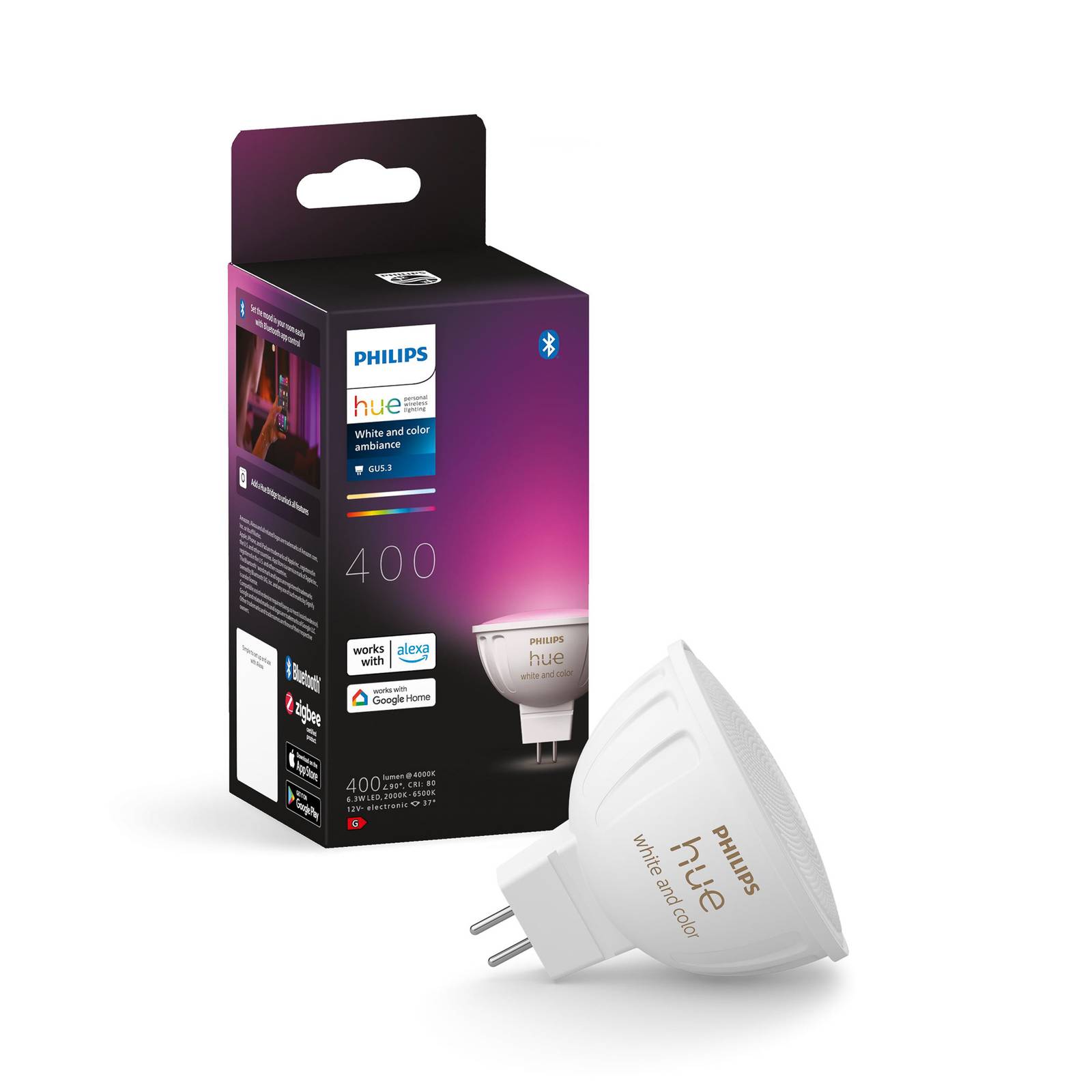 Philips Hue White & Color Ambiance LED 6,3W GU5,3