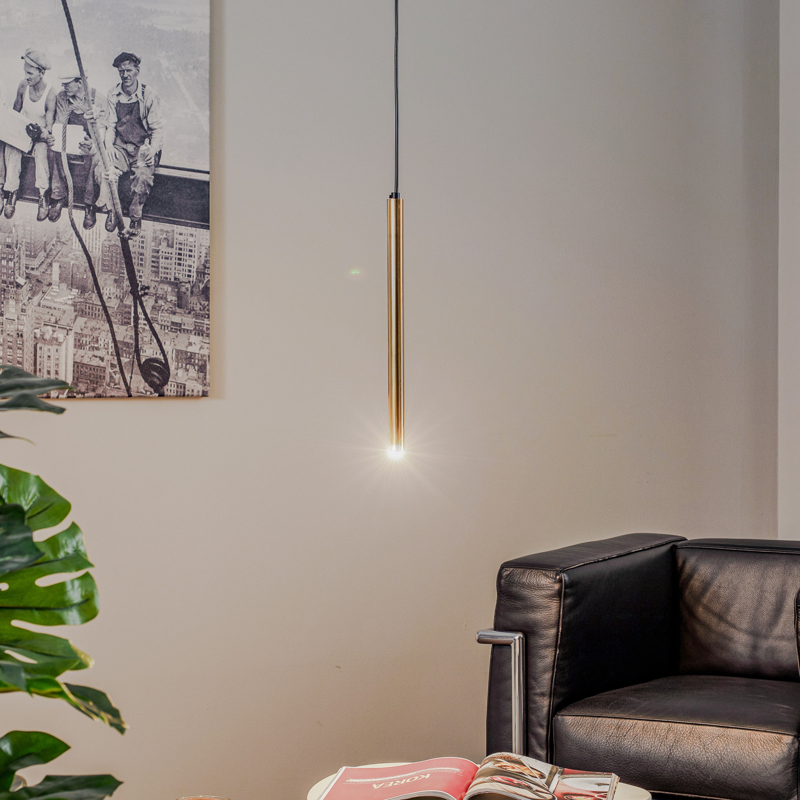 Eko-Light Lampă suspendată Monza negru/auriu 1 bec - Camera de zi / sufragerie - negru auriu - Metal