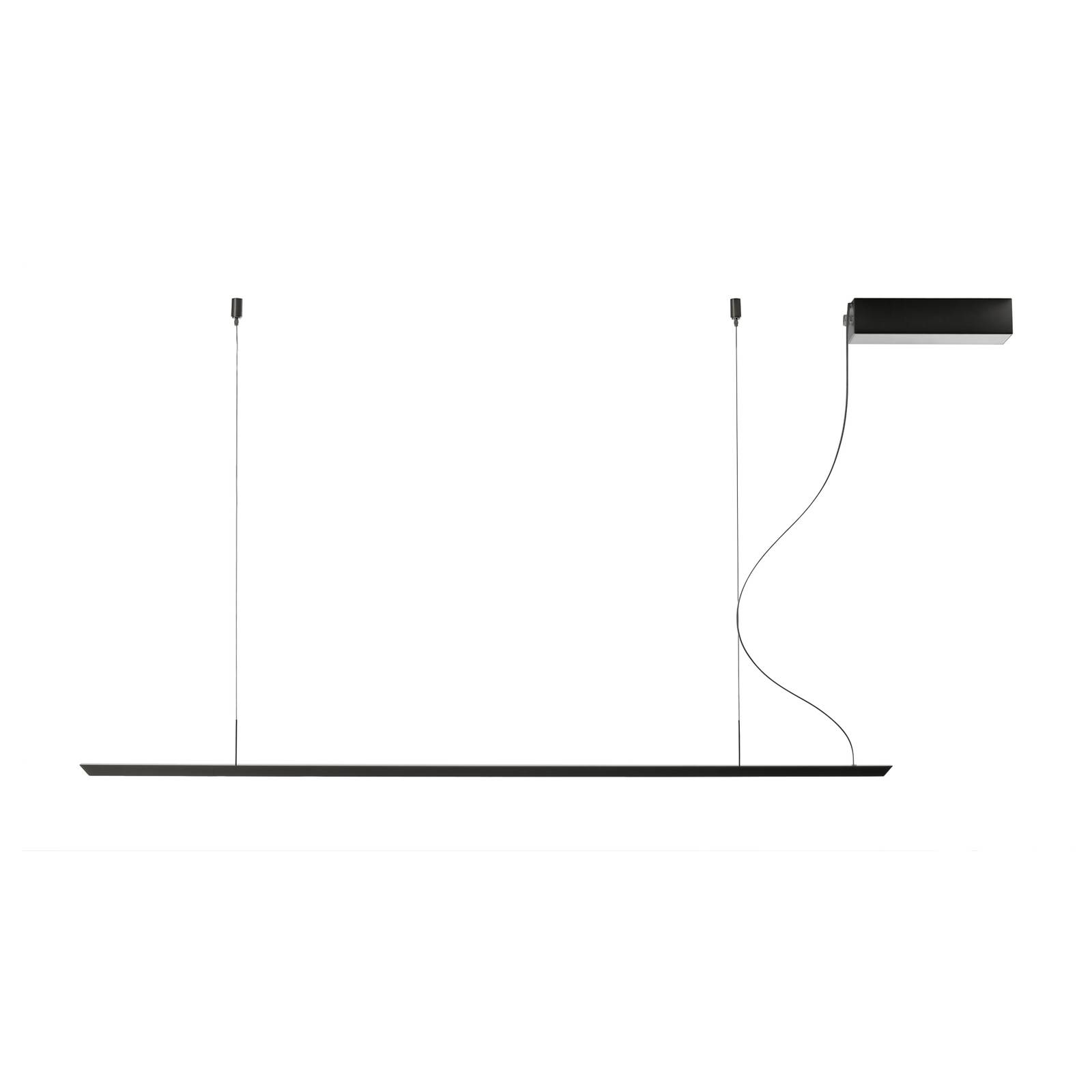 Závesné svietidlo LED Lineal, čierne, dĺžka 158 cm