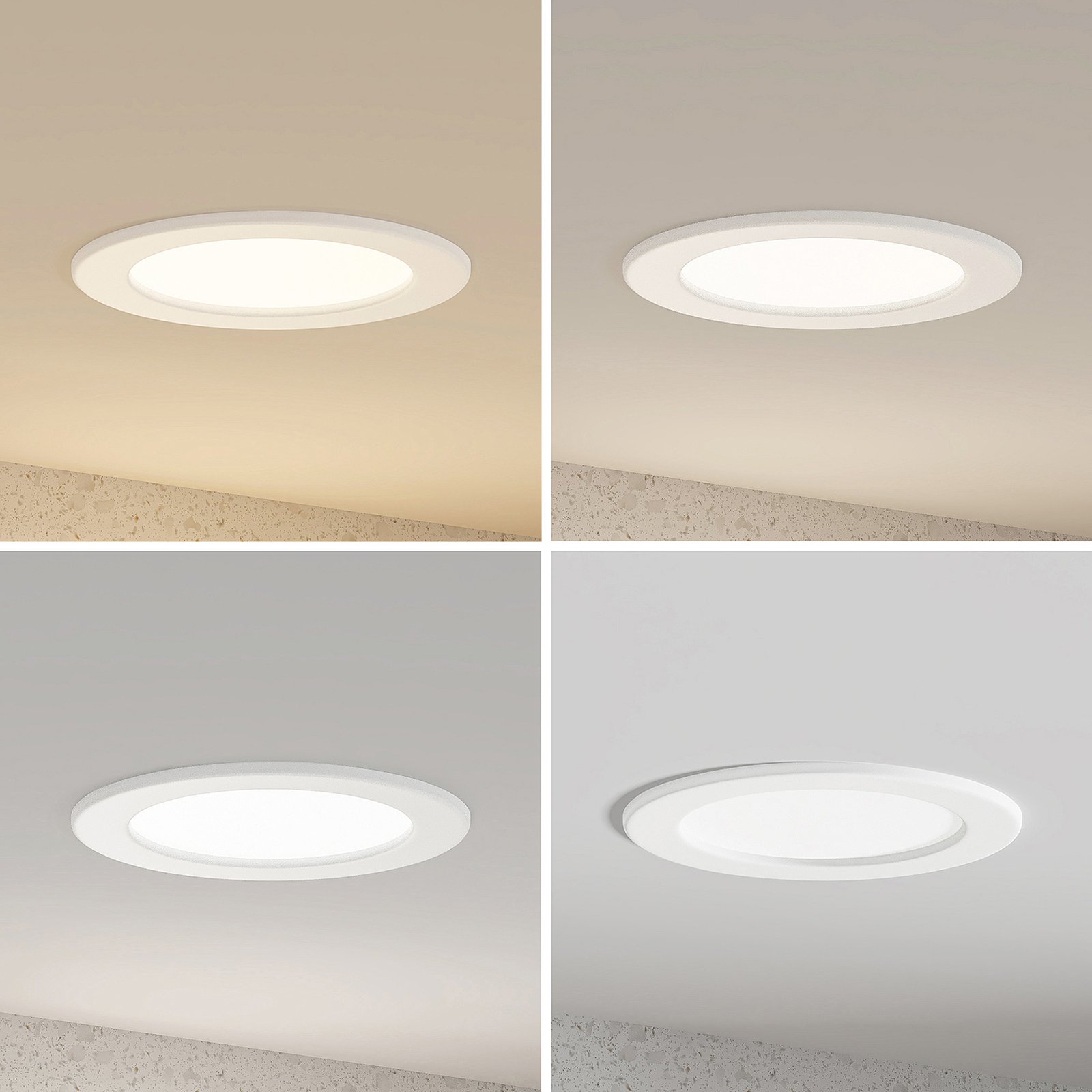 Prios LED recessed light Cadance, white, 17 cm, 3 units, dimmable
