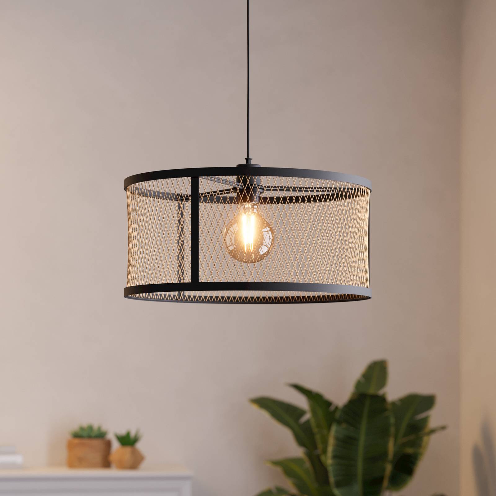 EGLO Suspension Dellow, Ø 45 cm, noir/laiton, acier