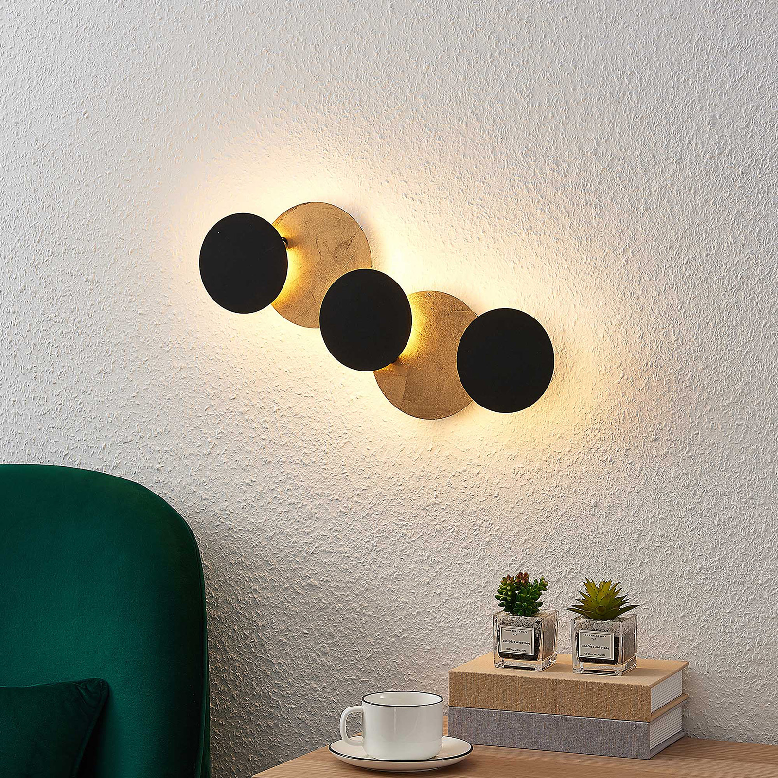 Grazyna 5 LED Aplique de Pared Black/Gold - Lindby