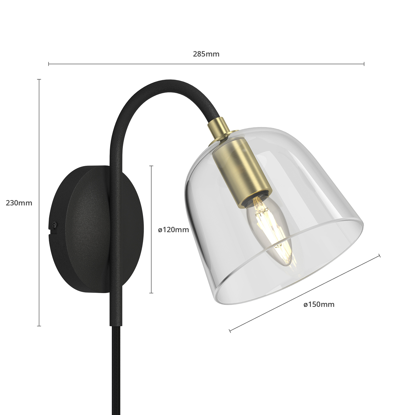 Anjita Wandleuchte Black/Brass - Lucande
