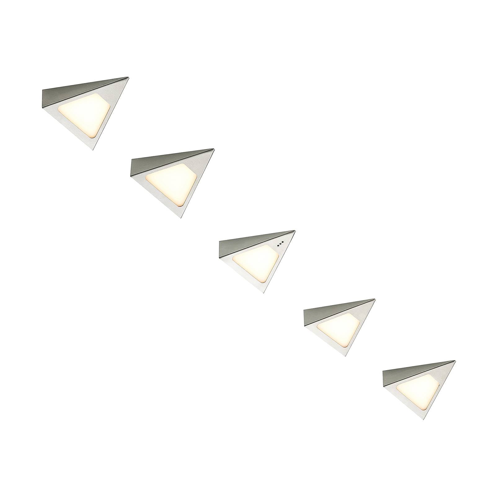 PRIOS Prios Odia lampada LED da mobili, acciaio, 5 luci, per soggiorno / sala da pranzo, acciaio inossidabile, plastica, 3 W, lunghezza: 13.5 cm, larghezza: 12.75 cm, altezza: 4 cm