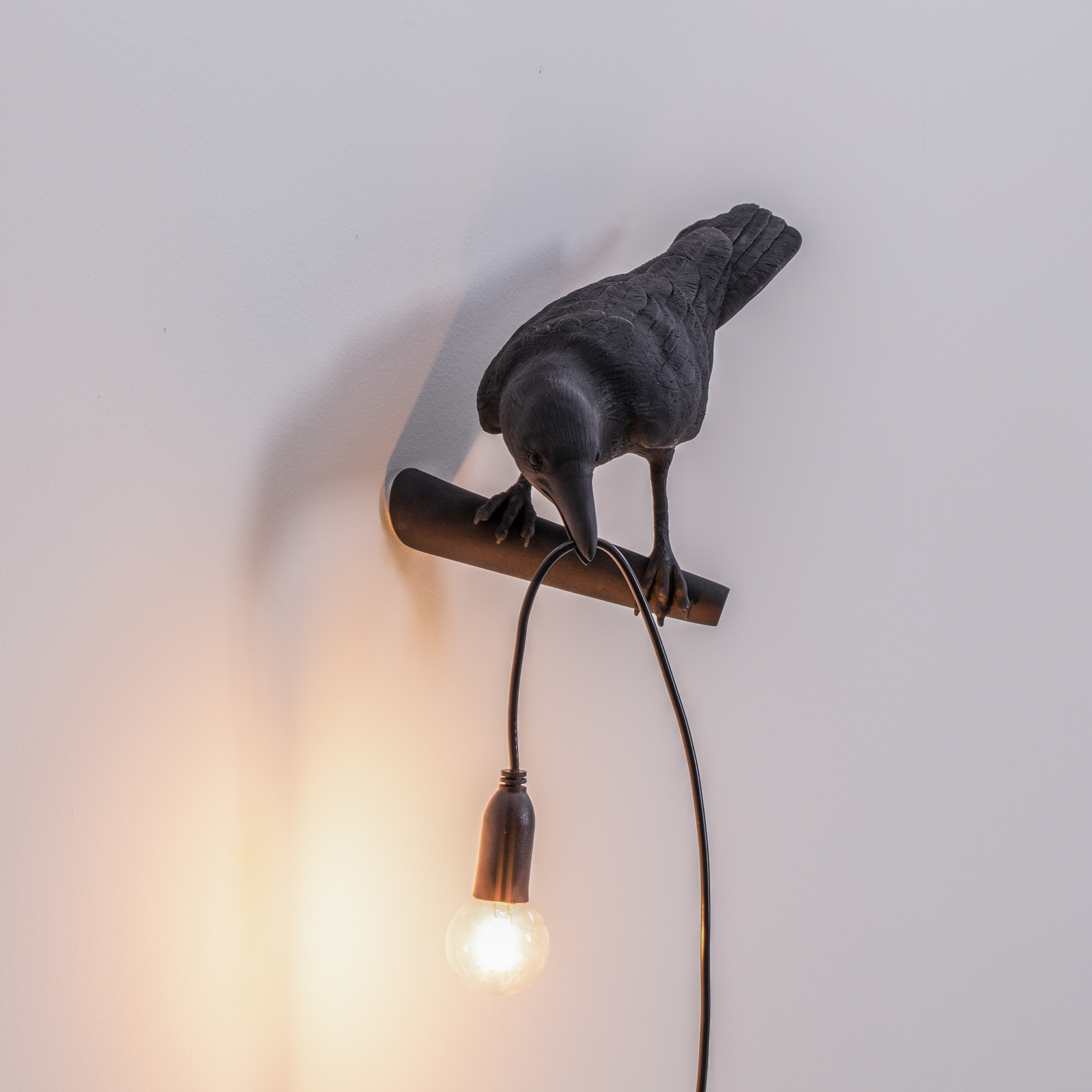 SELETTI Putnu lampa LED dekoratīvais sienas LED lampas, kreisā, melnā krāsā
