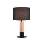 Carroll table lamp, light wood/black, height 43 cm, fabric