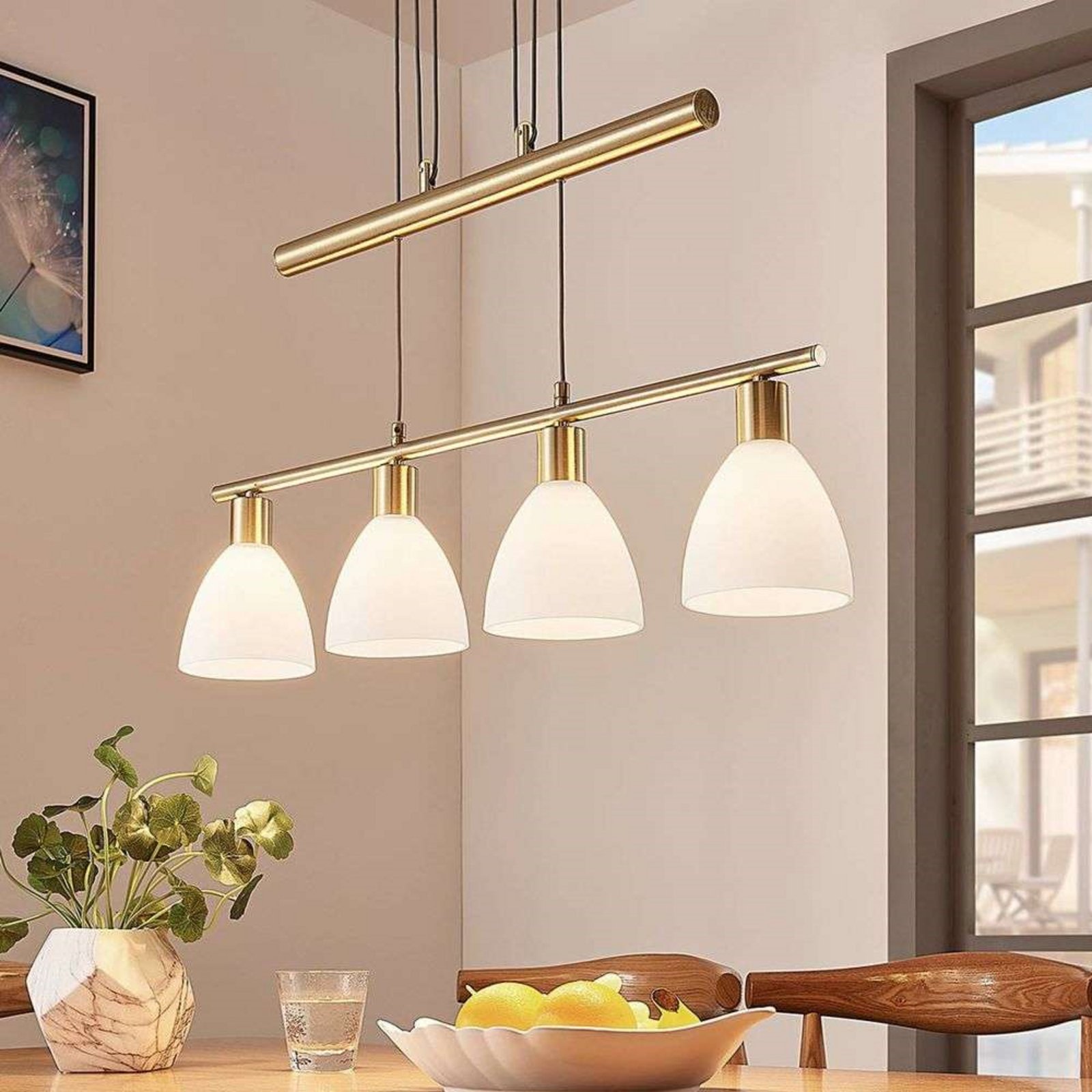 Simeon Lustră Pendul White/Brass - Lindby