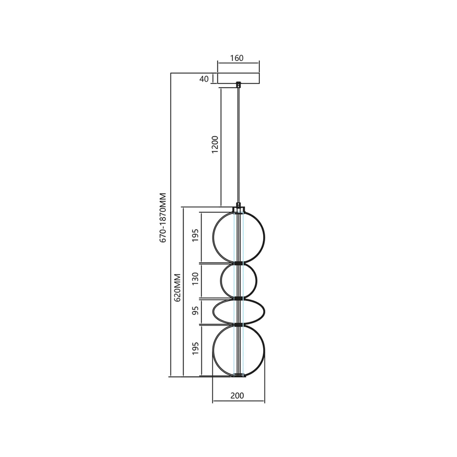 Lampa wisząca LED Daphne, bursztynowo-przezroczyste szkło, wysokość 62 cm