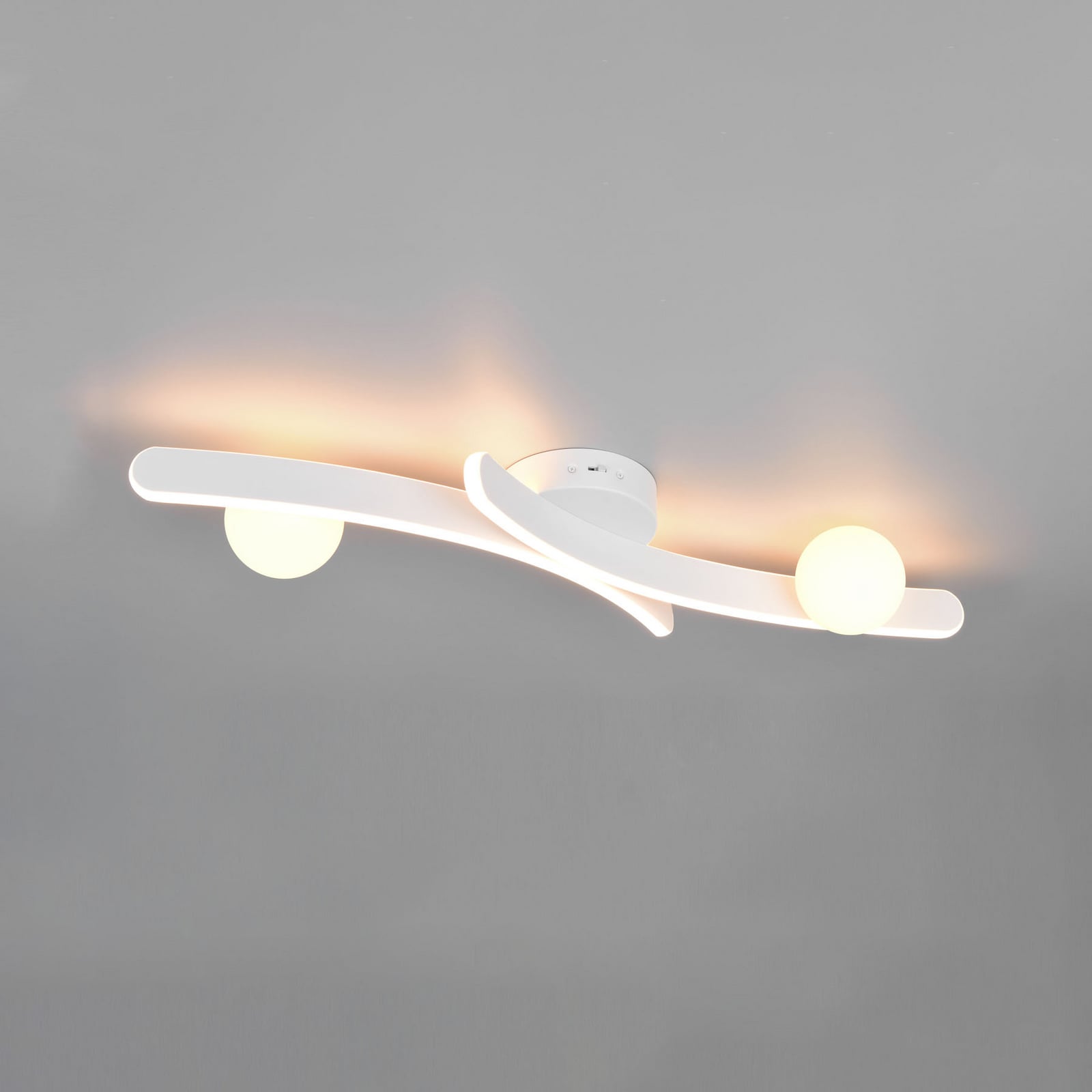 Plafoniera LED Napoli, bianco opaco, lunghezza 70 cm, metallo CCT