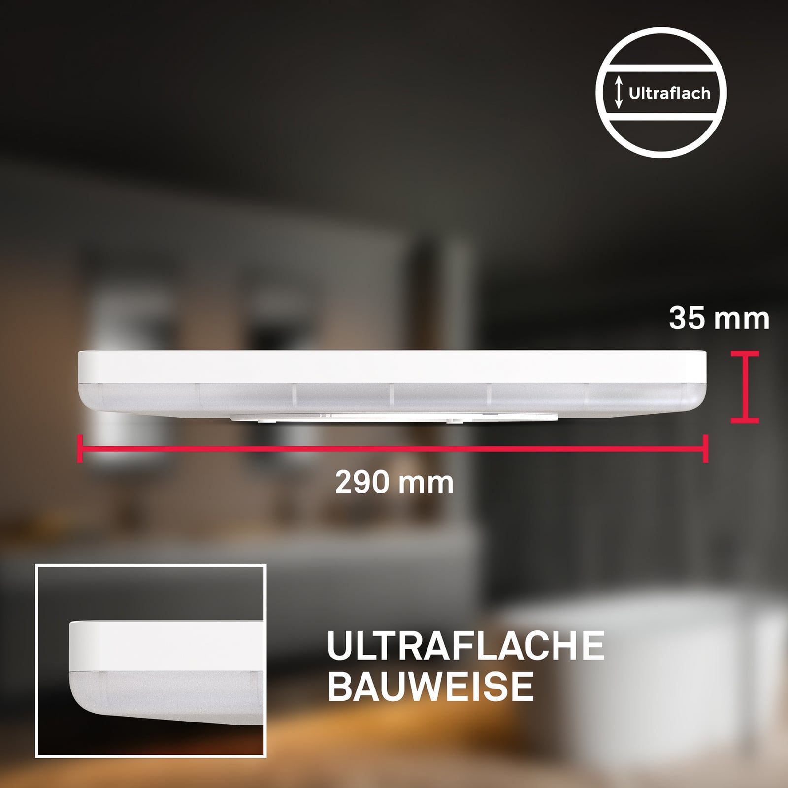 LED vonios lubų šviestuvas „Slim Drip“, baltas, Ø 29 cm, IP44