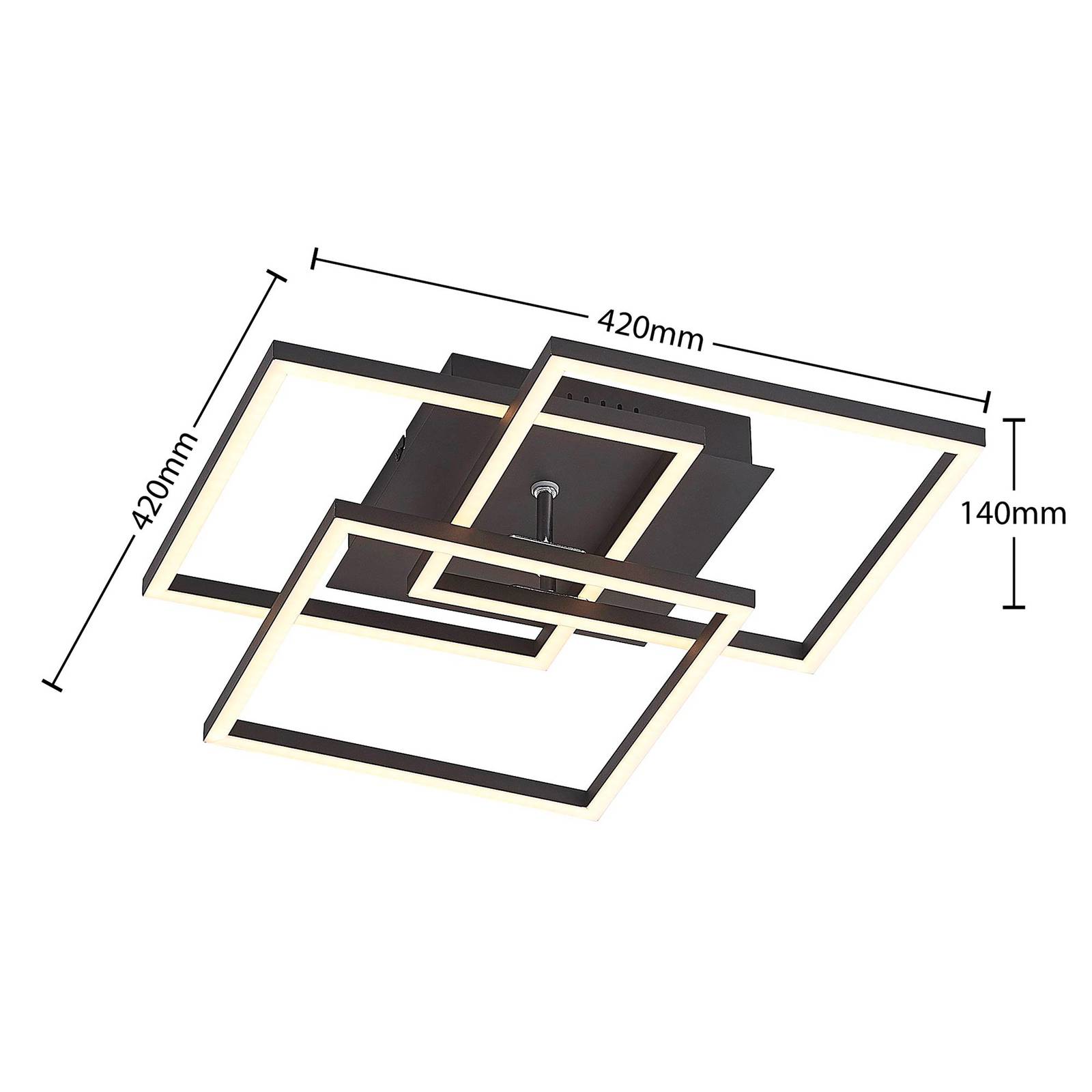 Lampa sufitowa LED Lindby Quiana, CCT, kątowa, czarna, 42cm