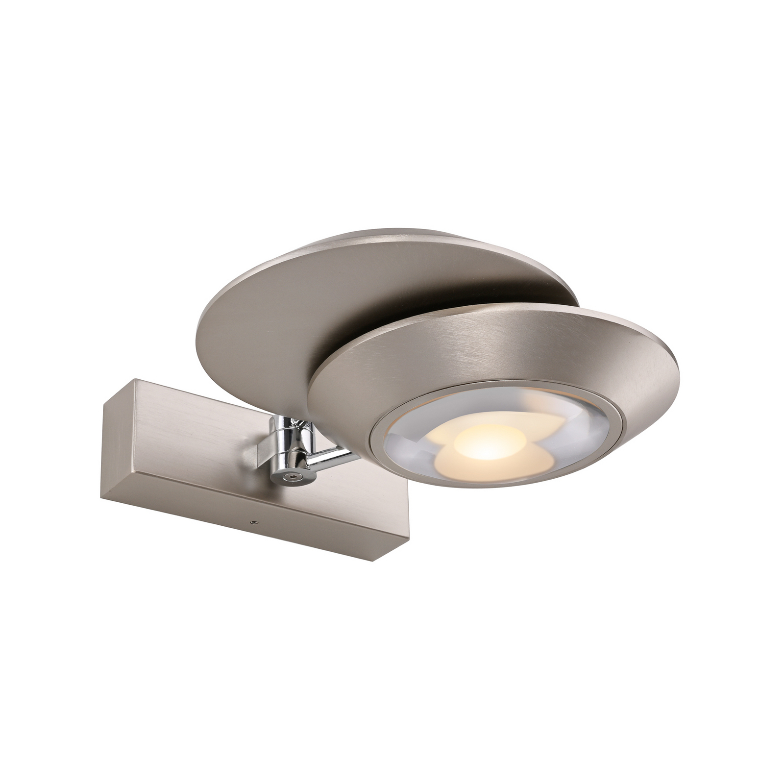 PURE LED stenska svetilka Oculis, srebrna barva 30 cm, železo, 2-slojna.