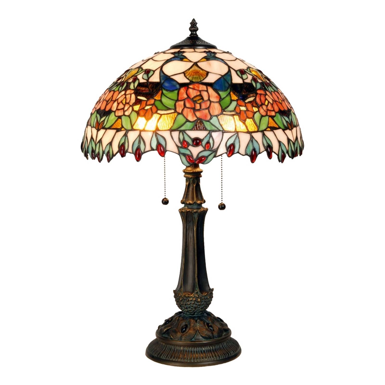 Farbenprächtige Tischleuchte Maja, Tiffany-Design