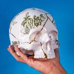 SELETTI Sculpture Kintsugi Skull, blanc, porcelaine, or