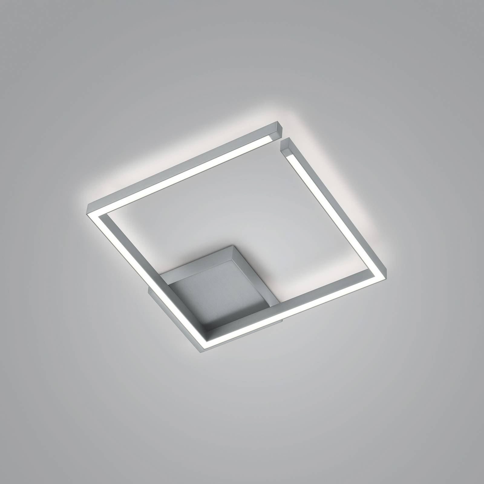 Knapstein LED-taklampa Yoko up/down fyrkantig nickel