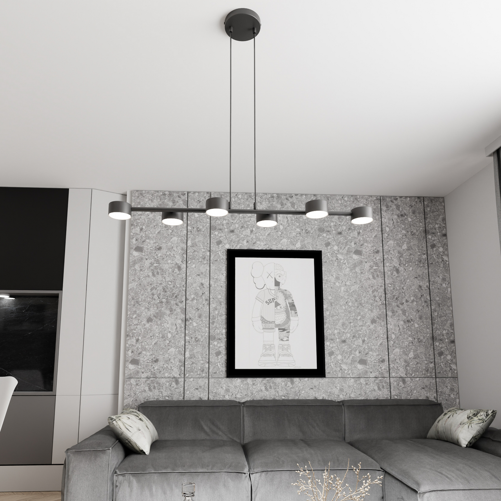 Deckenstrahler, Megara, Länge 80 cm, Metall, 6-flg.